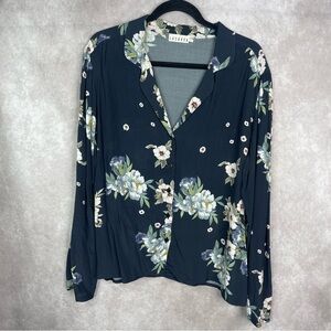Lacausa Floral Button Down Shirt In Blue Women's Size L